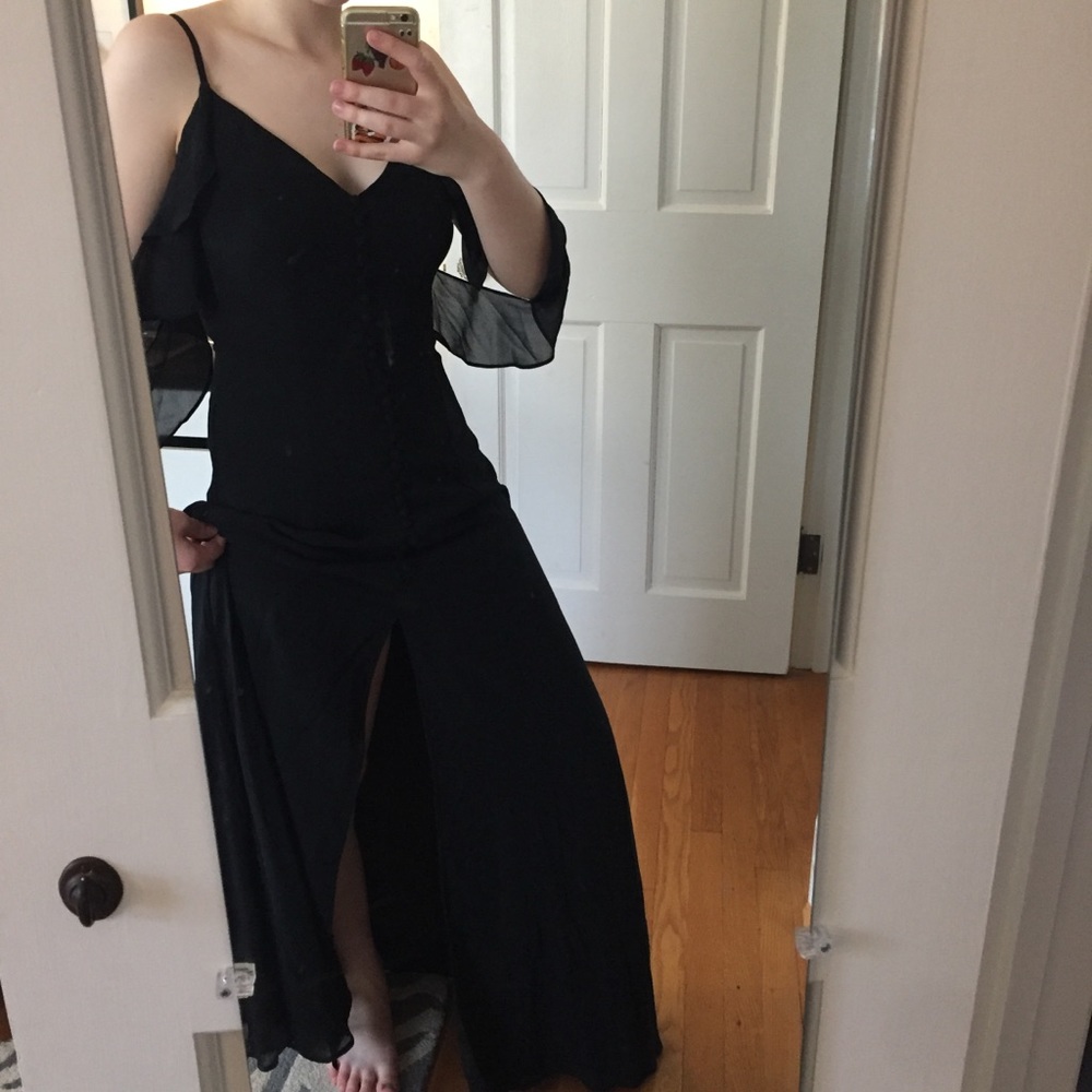 Long Black Dress with Buttons by Need Supply Co.